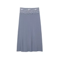 Elegante gonna midi blu-grigio con ampia fascia in pizzo ed un tessuto liscio e fluido - XS / Blu
