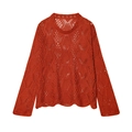 Rostroter Häkelpullover mit geometrischem Rautenmuster und lässiger, lockerer Passform - S / Rot