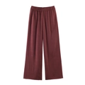 Elegante wijde broek met hoge taille in diep bordeauxrood met comfortabele elastische taille - XS / Wijde broek / Bordeauxrood