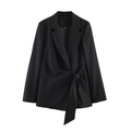 Damesblazer in zwart met zijwaartse striksluitingen van een polyester-mix materiaal - XS / Blazers / Zwart