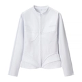 Giacca slim bianca a maniche lunghe da donna con tessuto testurizzato e cuciture - S / Bianco