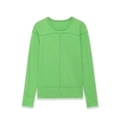 Grüner Strickpullover mit Rundhalsausschnitt, Ziernähten und schmaler Passform - S / Grün