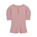 Elegantes Oberteil in Morandi-Rosa mit V-Ausschnitt und plissiertem Schößchen-Saum - XS / Rosa