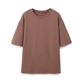 Braunes Oversize-T-Shirt mit Kurzarm, klassischem Rundhalsausschnitt und überschnittenen Schultern - Braunes Oberteil