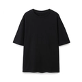 Schwarzes Oversize-T-Shirt aus gewaschenem Stoff mit Rundhalsausschnitt und Drop-Shoulder - Schwarzes Oberteil