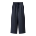 Pantaloni dritti blu scuro da donna con coulisse ed elastico in vita regolabile - XL / Blu scuro