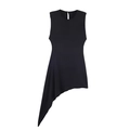 Women's black sleeveless top with asymmetric hem and teardrop back button closure - XS / Black