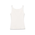 Slim fit white ribbed knit camisole top with thin shoulder straps for women - S / White