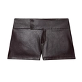 Pantaloncini a vita alta in ecopelle marrone scuro con doppia chiusura a bottoni e linea ad A - XS / Nero