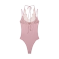Body rosa chiaro allacciato al collo con inserti in pizzo e scollo a V profondo - XS / Rosa