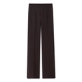 Dunkelbraune Weitbein-Hose mit hoher Taille, Bügelfalte und modischem Saumschlitz - XS / Braun