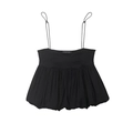 Fashionable black strapless camisole with balloon hem and adjustable metal buckles - S / Black