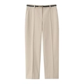 Pantaloni a gamba dritta a vita alta beige chiaro da donna con sottile cintura nera inclusa - XS / Cachi