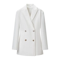 Slim fit witte blazer met dubbele rij knopen en klassieke revers in zakelijke stijl - XS / Tops / Wit