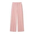 Dames pantalon met hoge taille in lichtroze met wijde pijpen en verticale vouwen - XS / Pants / Roze