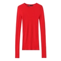 Red long sleeve slim fit crewneck T-shirt for women in casual minimalist style - S / Red