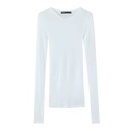Slim fit long sleeve T-shirt for women in white color with a classic round neckline - S / White