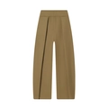 Vue détaillée du pantalon ballon kaki plissé avec taille haute et coupe moderne - XS / vert olive