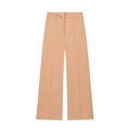 Pantaloni eleganti a vita alta color cammello da donna con gamba larga e pieghe frontali - XS / Arancione