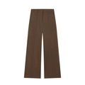 Eleganti pantaloni marrone scuro a vita alta e gamba larga con pieghe centrali - XS / Marrone Scuro
