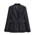 Chaqueta de traje negra entallada para mujer con solapa de muesca y cierre de dos botones - XS / Blazers