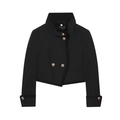 Schwarze kurze Damenjacke mit Stehkragen und goldenen Knöpfen auf weißem Grund - S / Schwarz