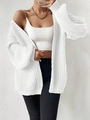 Dettaglio della trama del cardigan in maglia grossa bianca con fibre morbide e larghe - S / Bianco