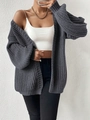 Cardigan oversize in maglia grossa grigio scuro con maniche a lanterna e stile rilassato - S / grigio scuro