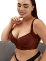 Detail of plus size smooth underwire bra with wide side wings for extra support - 34/75A / Tops / Red Brown