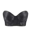 Detalle de sujetador push-up negro sin tirantes con estampado floral de margaritas - 34/75B / Negro