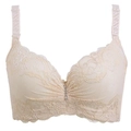Elegant beige full cup lace bra with supportive wide wings and rhinestone decoration - 38/85C / Nude