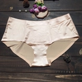 Seamless plus size satin panties in champagne gold with a smooth silky finish - M / Nude