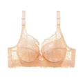 Lace plus size underwire bra with floral embroidery in a soft flesh pink tone - 34/75B / Light Skin