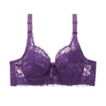 Reggiseno a coppa piena in pizzo viola scuro con motivi floreali e spalline - 34/75B / Viola