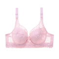 Pale pink plus size lace bra with floral patterns and adjustable straps - 34/75B / Tops / Pink