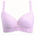 Pale pink lace push-up bra with floral embroidery and rhinestone details in a wide-strap style - Light Pink