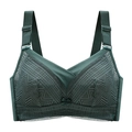 Deep green lace plus size wireless bra with wavy mesh and decorative bow detail - 34/75B / Dark Green