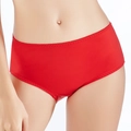 Culotte rouge sans couture grande taille pour femme en tissu lisse à bords festonnés - Rouge