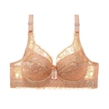 Elegant apricot lace bra with floral texture and supportive wide straps for women - 34/75B / Tops / Deep Skin