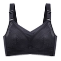 Black lace plus size wireless bra with wide straps and elegant bow detail for full support - 34/75B / Black