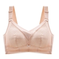 Lace non-wired full cup bra in skin pink with wide straps and breathable scalloped trim - 34/75B / Nude
