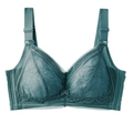 Lace embroidery wire-free bra for women in dark teal with wide breathable straps - 40/90B / Tops / Dark Green