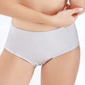 Plus size light grey high waist seamless panties with smooth finish and scalloped edges - M / Silver Grey