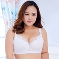 Women's white floral lace full cup bra with wide straps and teardrop pendant detail - 70B / Tops / White