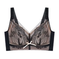 Sujetador reductor elegante de encaje negro con bordado floral y tirantes anchos - 34/75B / Negro