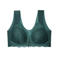 Lace front closure bralette in dark green with seamless wireless support - Dark Green