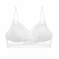 Bralette de encaje blanco con textura de malla y tirantes finos con espalda baja - S / Blanco