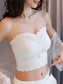 Sujetador bandeau de encaje blanco sin tirantes con detalle de cristal brillante - M / Blanco