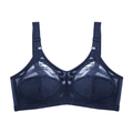 Sujetador de copa completa en encaje azul oscuro con malla transparente y bordados - 36/80C / Azul oscuro