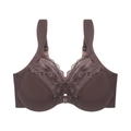 Coffee brown lace plus size front closure bra with supportive wide straps for women - M / Coffee